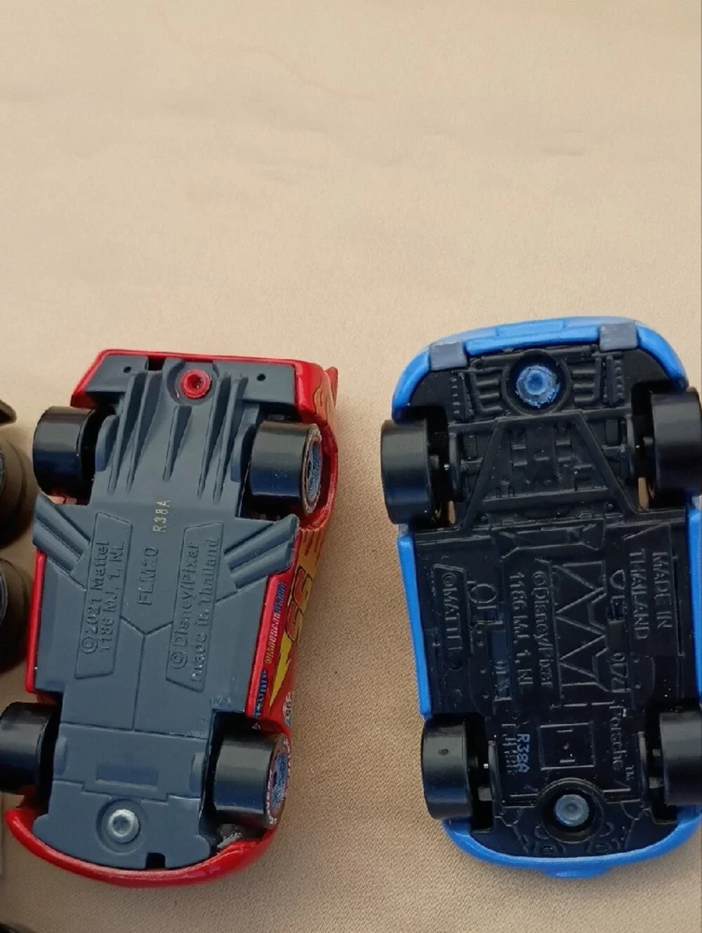 Disney Red Lightning McQueen & Blue Porsche Toy Cars